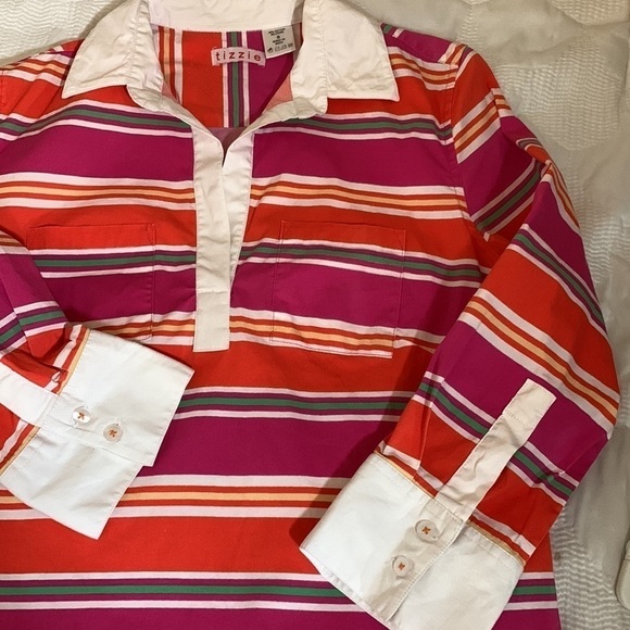 Tizzie Cotton Mini Striped Dress, S - Picture 10 of 11